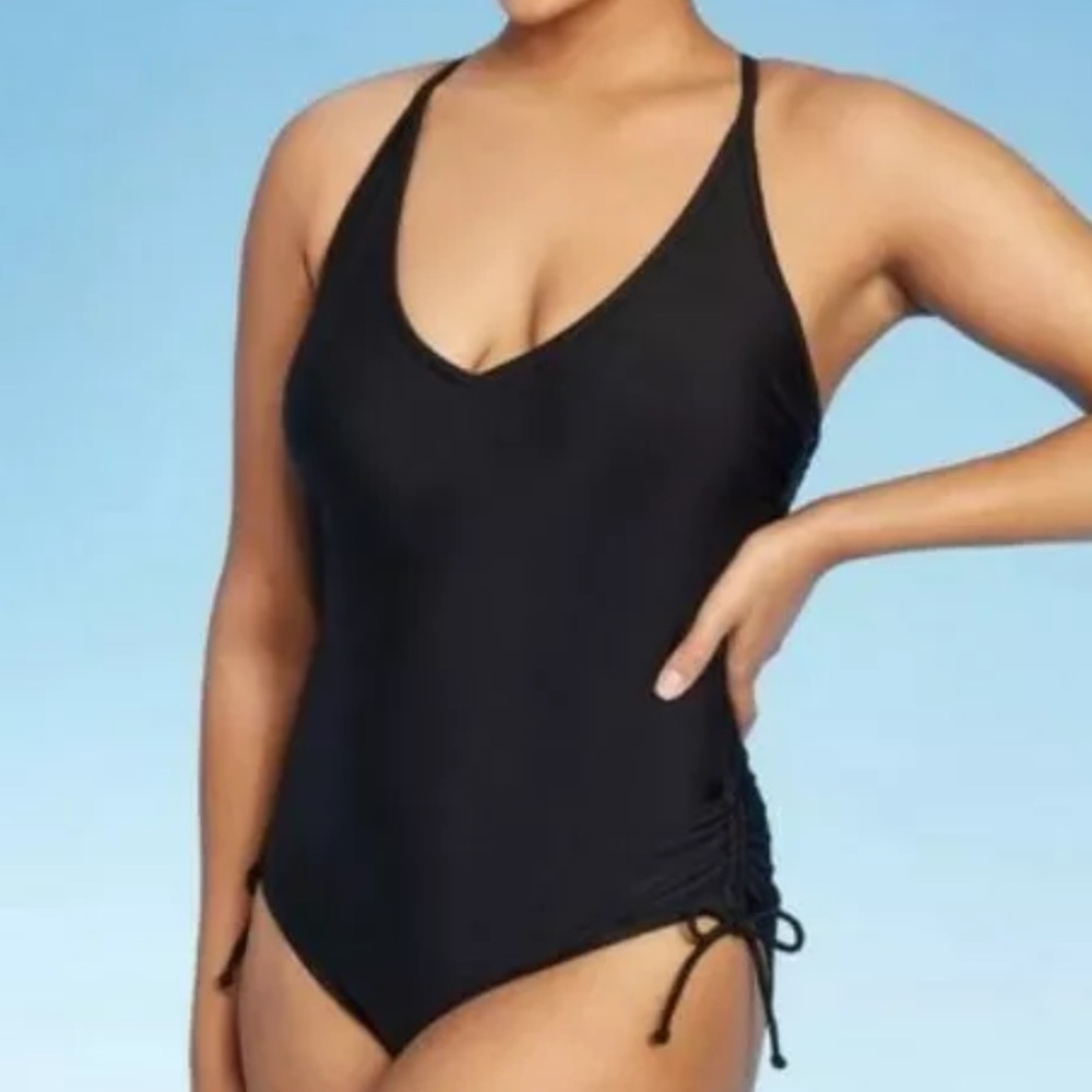 KONA SOL BLACK MEDIUM COVERAGE ONE PIECE SWIM SIZE SMALL BATHING SUIT - Picture 2 of 3